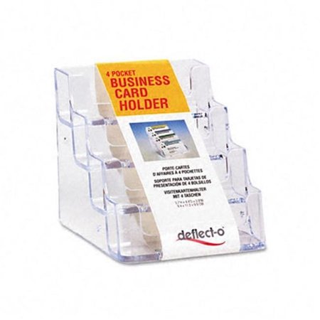 DEFLECTO Deflect-O 70841 Four-Pocket Countertop Business Card Holder  Holds 2 x 3-1/2 Cards  Clear 70841